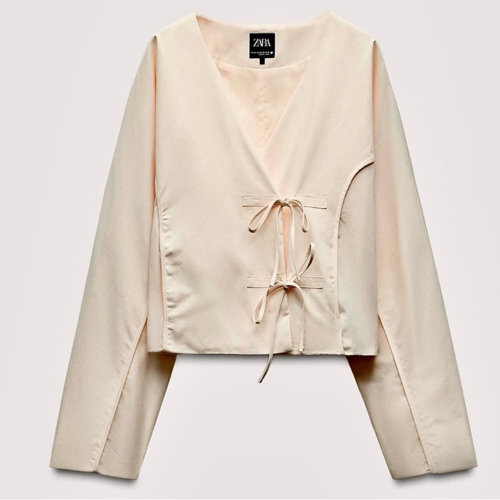 Zara Cream Tie-Front Jacket